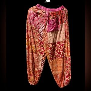 Pink #8 NWT 100% rayon patchwork jogger bottom pant